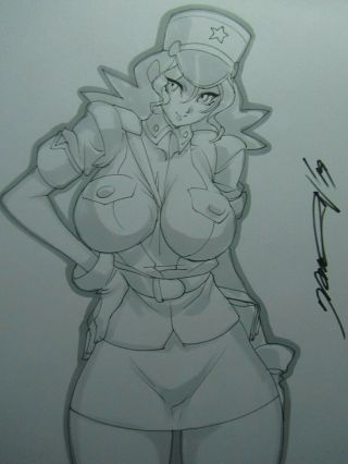 Officer Jenny Pokemon Girl Sexy Busty Sketch Pinup - Daikon Art