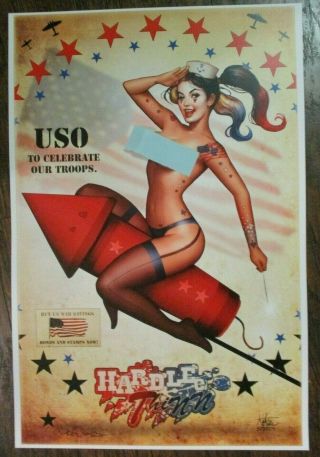 Nathan Szerdy Signed 12x18 Art Print Harley Quinn Risque Uso Wwii Ad Topless