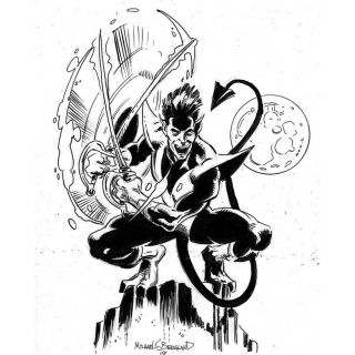 Nightcrawler Art By Michael Bergland X - Men Comic Art 9x12