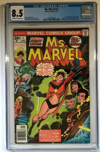Ms.  Marvel 1 Cgc 8.  5 - Carol Danvers Avengers Captain Marvel Ow/white Pages