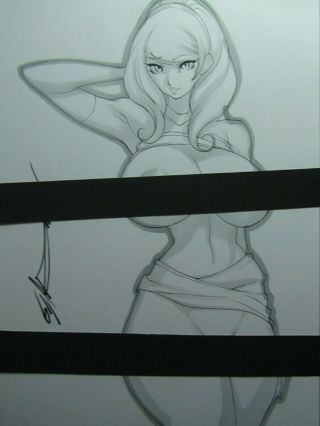 Gwen Stacy Spiderman Girl Sexy Busty Sketch Pinup - Daikon Art