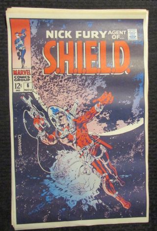 1974 Foom Nick Fury Shield 6 Cover Poster Pin - Up 12x19 " Vg/fn 5.  0 Jim Steranko