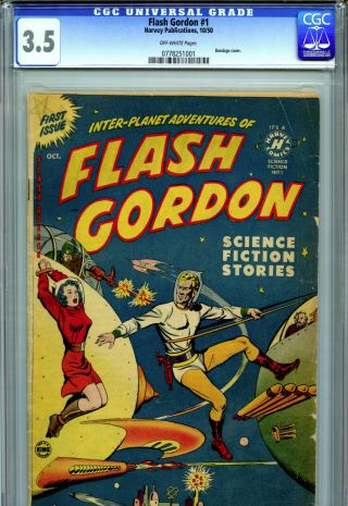 Flash Gordon 1 (1950) Harvey Publications Cgc 3.  5 Off - White Pages Bondage Cover