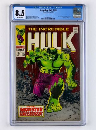 1968 Incredible Hulk 105 - Cgc 8.  5 Vf,
