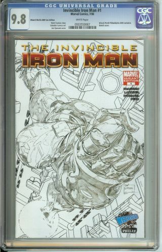 Invincible Iron Man 1 Cgc 9.  8 White // Ww 208 Con Edition Joe Quesada Cover
