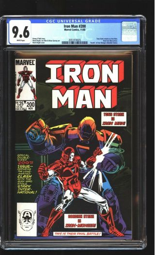 Iron Man 200 Cgc 9.  6 Nm,  Death Iron Monger (obadiah Stane) Tony Stark Marvel 1985
