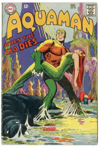 Aquaman 37 Vf - 7.  5 Off - White Pages Dc 1968