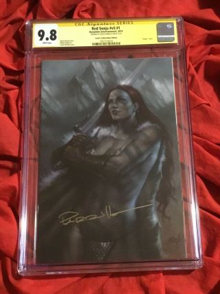Cgc Ss 9.  8 Red Sonja 1 Virgin Variant Signed By Cover Artist Lucio Parrillo