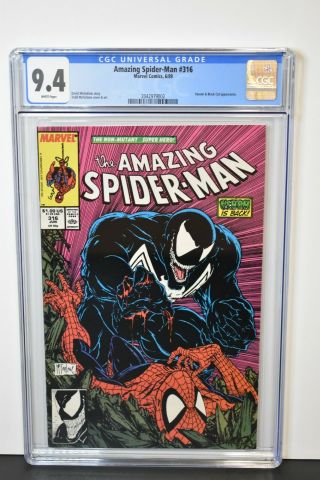 Spider - Man 316 (1989) Cgc Graded 9.  4 Venom Todd Mcfarlane Cover,  Art