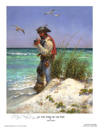 At The Turn Of The Tide Don Maitz Signed Maritime Pirate On Island Art Print