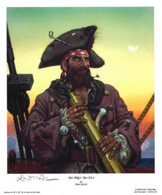 Blackbeard No Prey No Pay Don Maitz Signed Maritime Pirate Art Print Black Beard
