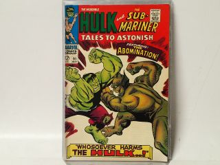 Tales To Astonish 91 Marvel Comics 1966 Fn 1st Abomination Cover Fl