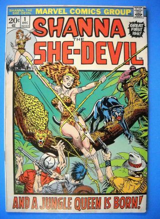 Shanna The She - Devil 1 December 1972 Fn Marvel " Combined Us "