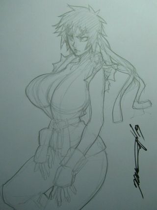Ryu Street Fighter Girl Sexy Busty Sketch Pinup - Daikon Art