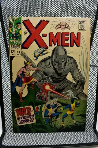 X - Men 34 Marvel Silver Age Comics 1967 Stan Lee Roy Thomas Mole Man Tyranus 5.  5