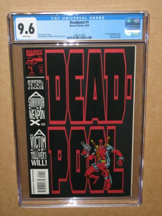 Cgc 9.  6 Deadpool Circle Chase 1 1993 1st First Solo Comic Xmen Movie Gwenpool