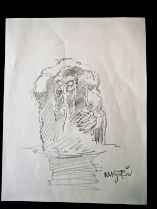 Val Mayerik Signed Man Thing Hand Drawn Comic Art 8x11