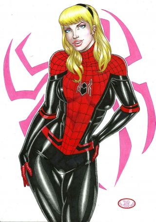 Gwen Stacy By Rud - Art Pinup Drawing Comic