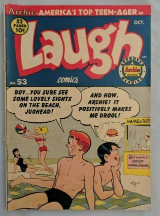 Laugh No.  53 Golden Age Comic Book 1952 Gga 53 Archie Katy Keene Suzie Jughead