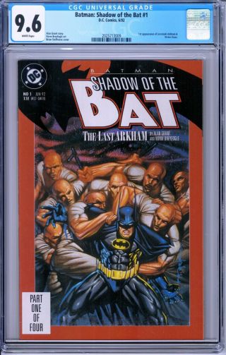 Batman Shadow Of The Bat 1 Cgc 9.  6 (1992) Nm,  1st Victor Zsasz And J.  Arkham