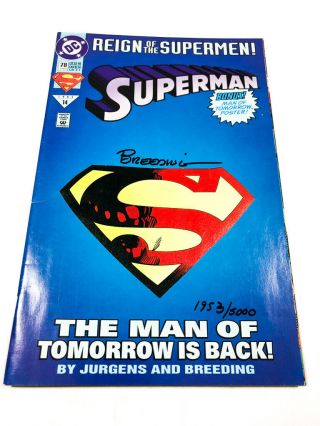Reign Of The Supermen 78 Signed Breeding Superman Comic Dc 78