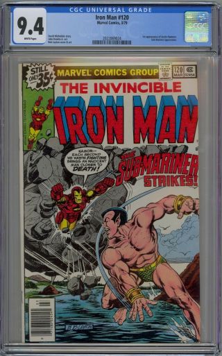 Invincible Iron Man 120 Cgc 9.  4 Nm Wp 1st Justin Hammer App Marvel Comics 1979