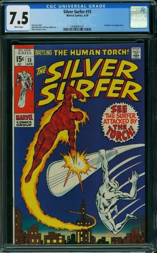 Silver Surfer 15 - Cgc 7.  5 Vf - - Marvel 1970 - Fantastic Four Stan Lee