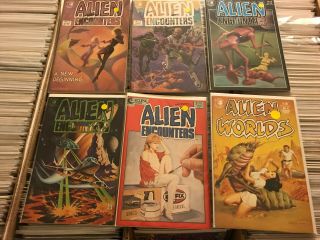 6x Alien Encounters 1 2 4 6 10 Alien Worlds 9 Eclipse Comics Sci - Fi Anthology