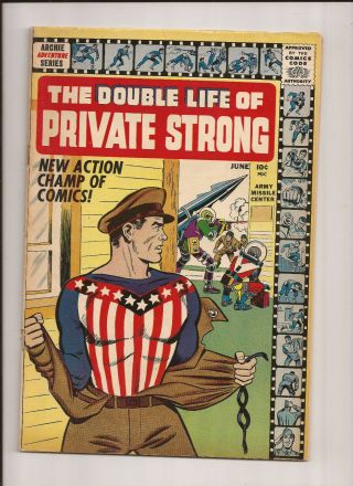 The Double Life Of Private Strong 1 Comic Archie Adventure Series 1959 Vg/fn