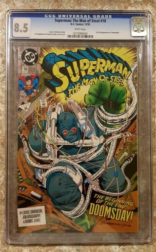 Cgc 8.  5 Superman The Man Of Steel 18 1992 1st Full Appearance Of Doomsday