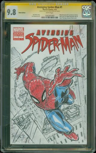 Avenging Spider - Man 1 Blank Cgc Ss 9.  8 Sketch By Steve Kurth Nm,  /mt