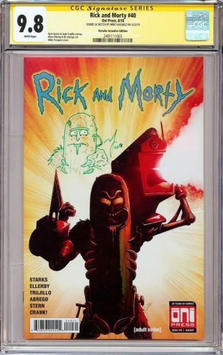 Rick And Morty 40 Variant Cgc 9.  8 Ss Signed & Sketch Mike Vasquez Pickle Rick