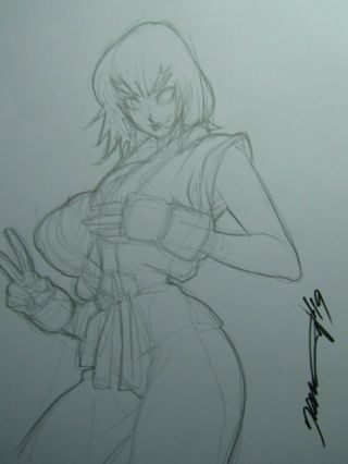 Ken Street Fighter Girl Sexy Busty Sketch Pinup - Daikon Art