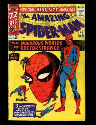 Spider - Man Annual 2 Vg - Ditko 1st Xandu Dr Strange Fantastic 4 Dr Doom