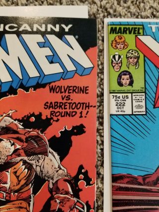 The Uncanny X - Men 212 & 222 VF/NM Marvel Comics Wolverine vs Sabretooth Pt 1& 2 3