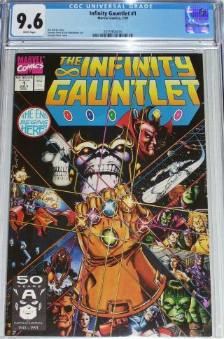 Infinity Gauntlet 1 Cgc Graded 9.  6 From July 1991 Thanos Vs The Marvel Universe