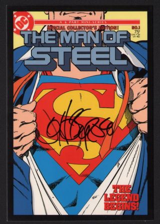 Vintage Art Of Dc Comics Signed Post Card John Byrne Superman Man Of Steel 1
