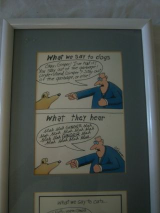 Vintage Gary Larson The Far Side What Cats Dogs Hear Framed 19 