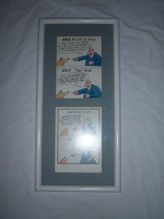 Vintage Gary Larson The Far Side What Cats Dogs Hear Framed 19 