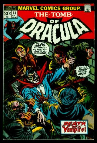 Marvel Comics The Tomb Of Dracula 13 Origin Of Blade Fn/vfn 7.  0
