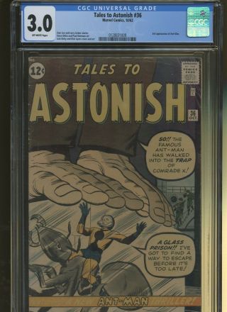 Tales To Astonish 36 Cgc 3.  0 | Marvel 1962 | 3rd Appearance Of Ant - Man.