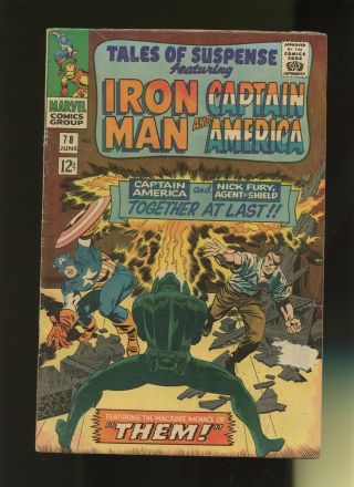 Tales Of Suspense 78 Vg 3.  5 1 Book Marvel Iron Man & Captain America,  1966