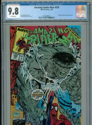 1990 Marvel Spider - Man 328 Todd Mcfarlane Hulk Battle Cgc 9.  8 White Box1