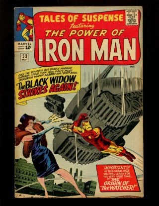 Tales Of Suspense 53 Fn - Kirby Heck 2nd Black Widow Origin Watcher Iron Man