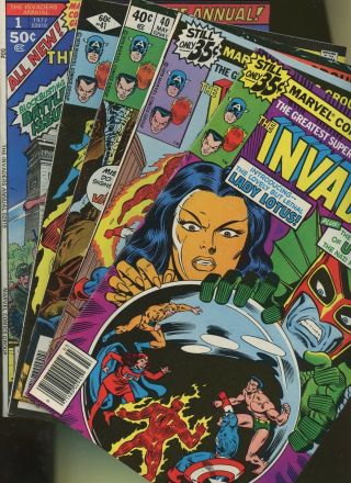 Invaders 38,  39,  40,  41,  Annual 1 5 Books Marvel,  Captain,  Sub - Mariner,  Fantastic