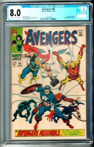 Cgc 8.  0 Avengers 58 Marvel Black Panther Origin Of Vision 1968