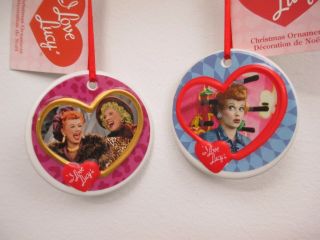Set Of 2 - " I Love Lucy " Disk Ornaments