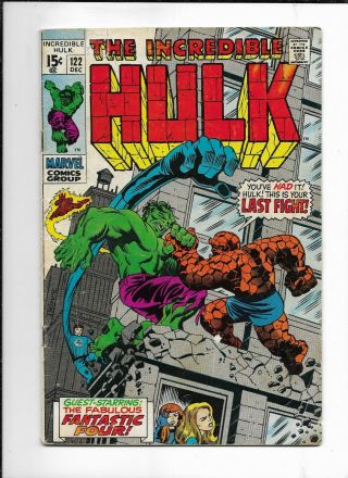 The Incredible Hulk 122 (marvel Dec,  1969) Vs.  Thing Vg