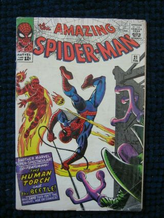 Spider - Man 21 (1965) 2nd App.  Of The Beetle Incomplete Poor (0.  5)