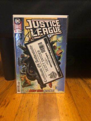 Justice League 1 Signed By Scott Snyder W/coa Dc Comics 2018 Nm